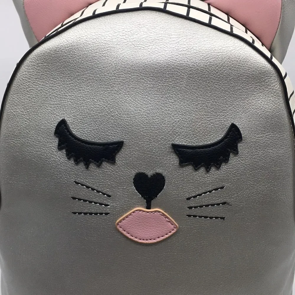 Luv Betsey By Betsey Johnson Silver and Pink Kitty Cat Face Backpack